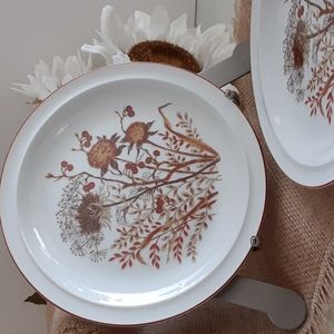 Bramble Fanci Florals Collection Japan Porcelain 7.5" Salad Dessert Plates (2)